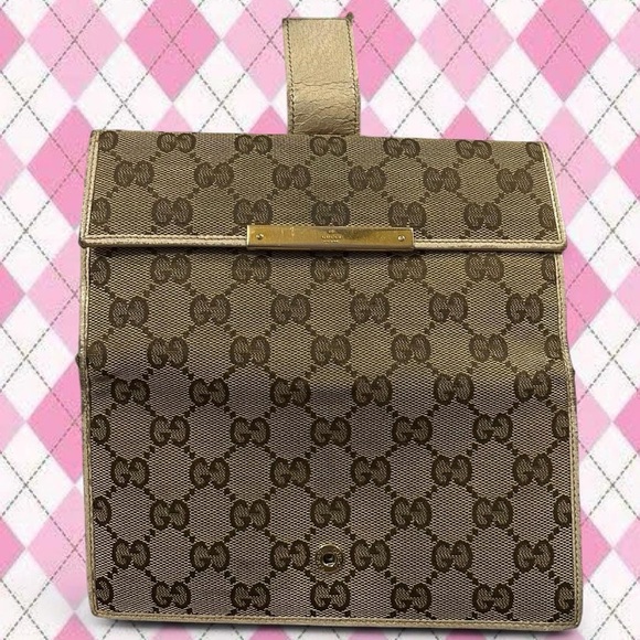 gucci brown and tan GG canvas continental wallet with gold hardware - Picture 2 of 7